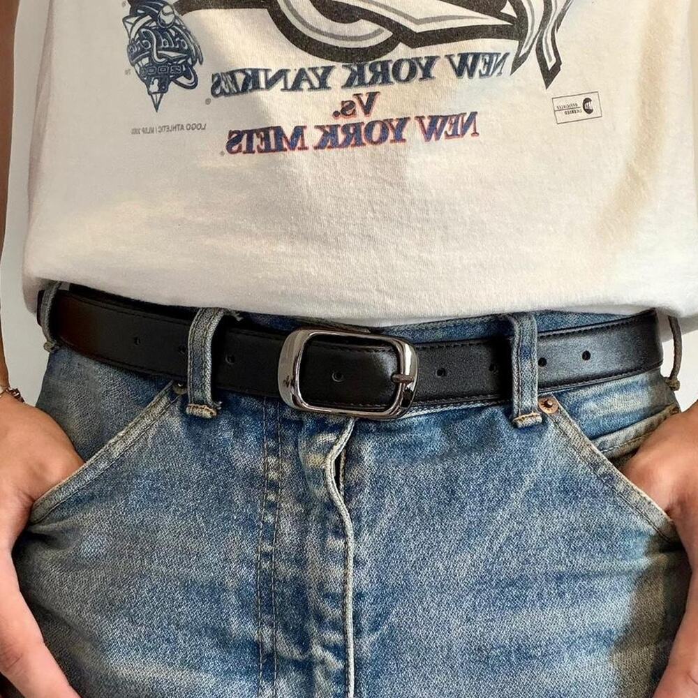 Casual black faux leather belt
